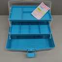 TERGOO 12in 3-Layer Plastic Craft Organizers and Storage, Portable Folding Tackle Box with Handle & Adjustable Dividers, Multipurpose Case for Sewing, Art Supplies, Medicine, Tools (Blue)