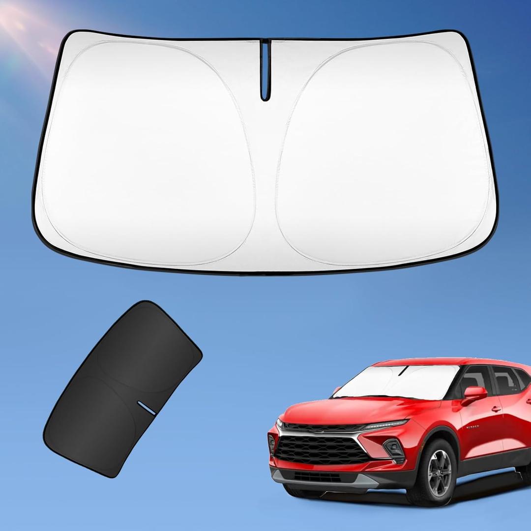 Sun Shade Sunshade for Chevrolet Blazer 2019-2026 Windshield Cover (NOT for EV) 2-Layers Sun Shield for Chevy Blazer 240T Silver Coating Sun Visor Foldable Window Shade Blocks UV Car Accessories