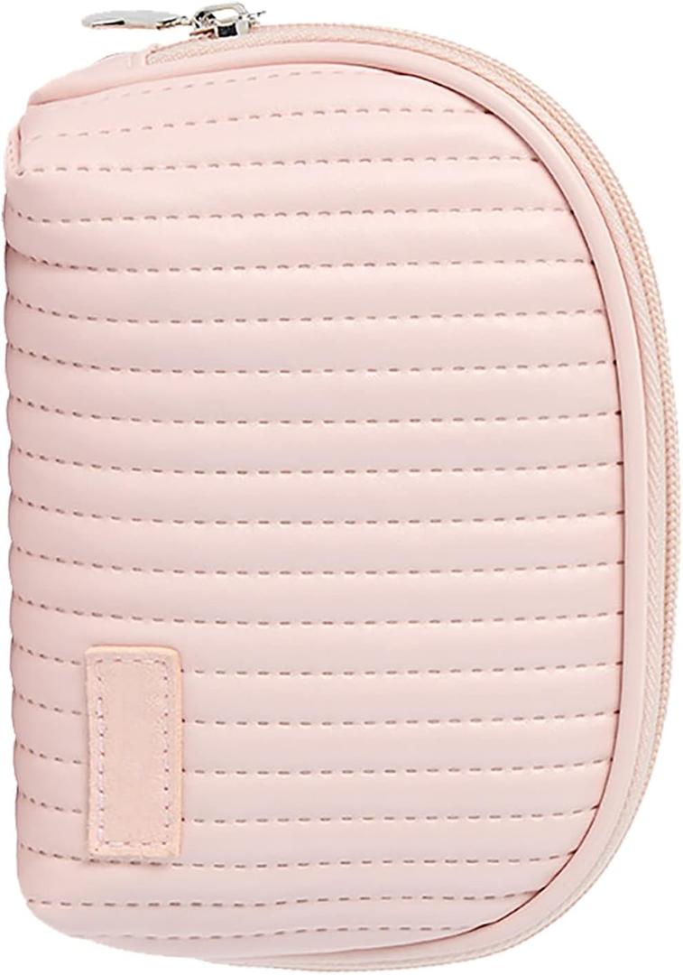 Fabater PU Makeup Bag, PU Cosmetic Pouch Metal for Lipstick (Pink),  Light Pink Cosmetic Bag (7in.)