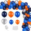 HyDren 133 Pcs Blue and Orange Balloon Arch Kit Space Themed Party Decorations Blue and Orange Birthday Party Supplies