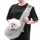 CUBY Dog and Cat Sling Carrier, Hands Free Reversible Pet Papoose Bag, Soft Pouch Adjustable, Suitable for Puppy Cats for Outdoor Travel (Grey, M-Adjustable Strap)