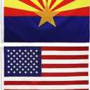 American and Arizona Flag Set 3x5 for Outdoors - Embroidered 210D Nylon Flags with Brass Grommets - 2 Pack