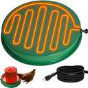 Chicken Water Heater for Winter, 125W Poultry Waterer Heated Base 31.4cm / 12.4in for Metal or Plastic Drinkers 15 Gallon, Freeze Proof Thermostat Deicer Chicken Drinker Heater (Green)