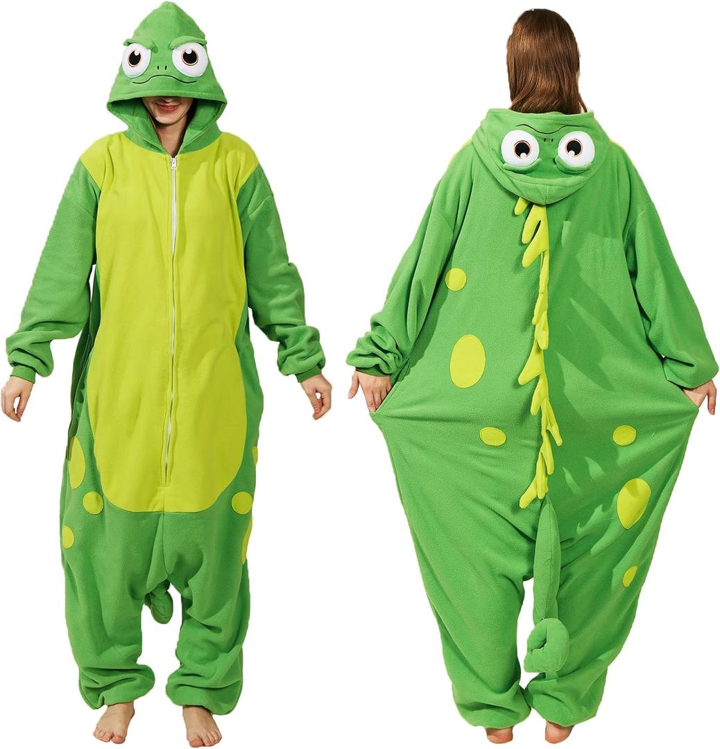 Adult lizard Costume Onesie Pajamas lizard Onesie Animal Halloween Christmas Cosplay Animal Onesie Pajamas (X-Large)