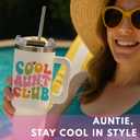 Mothers Day Gifts for Aunt - Cool Aunt Club Coffee Tumbler 40Oz, Best Auntie Gifts from Niece Nephew for Birthday, Presents for First Time & Best Auntie Ever, New Aunty Cup with Handle Straw