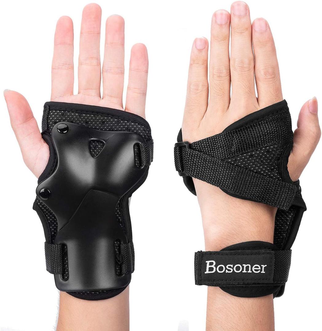BOSONER Wrist Guards for Roller Skating, Skateboarding, Wristsavers Brace Protective Gear for Youth (1 Pair) (M (Youths 6-14 years))