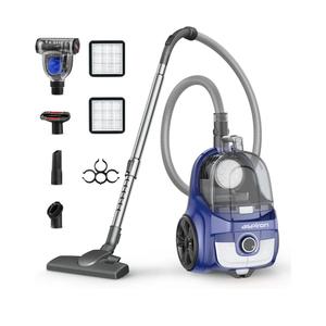 Aspiron Canister Vacuum, Upgraded 1600W Bagless Canister Vacuum Cleaner, Auto Cord Rewind, H13 HEPA Filter, 4Qt Large Capacity, 5 Tools for Hard Floors, Carpet, Pet, Upholstery, Tiles, Azure