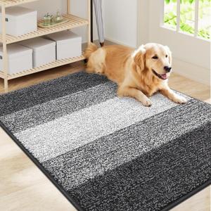 Smiry Dog Door Mat for Muddy Paws, Absorbs Moisture and Dirt, Low-Profile Entryway Mat with Non-Slip Backing, Entry Indoor Outdoor Doormat for Inside Floor (40x32 Inches, Grey) 