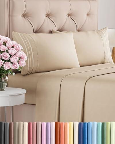 King Size 4 Piece Sheet Set - Comfy Breathable & Cooling Bed Sheets Set - Hotel Luxury Bedding for Women, Men, Kids & Teens - Deep Pockets, Easy Secure Fit, Soft and Wrinkle Free - Oeko-Tex - Cream