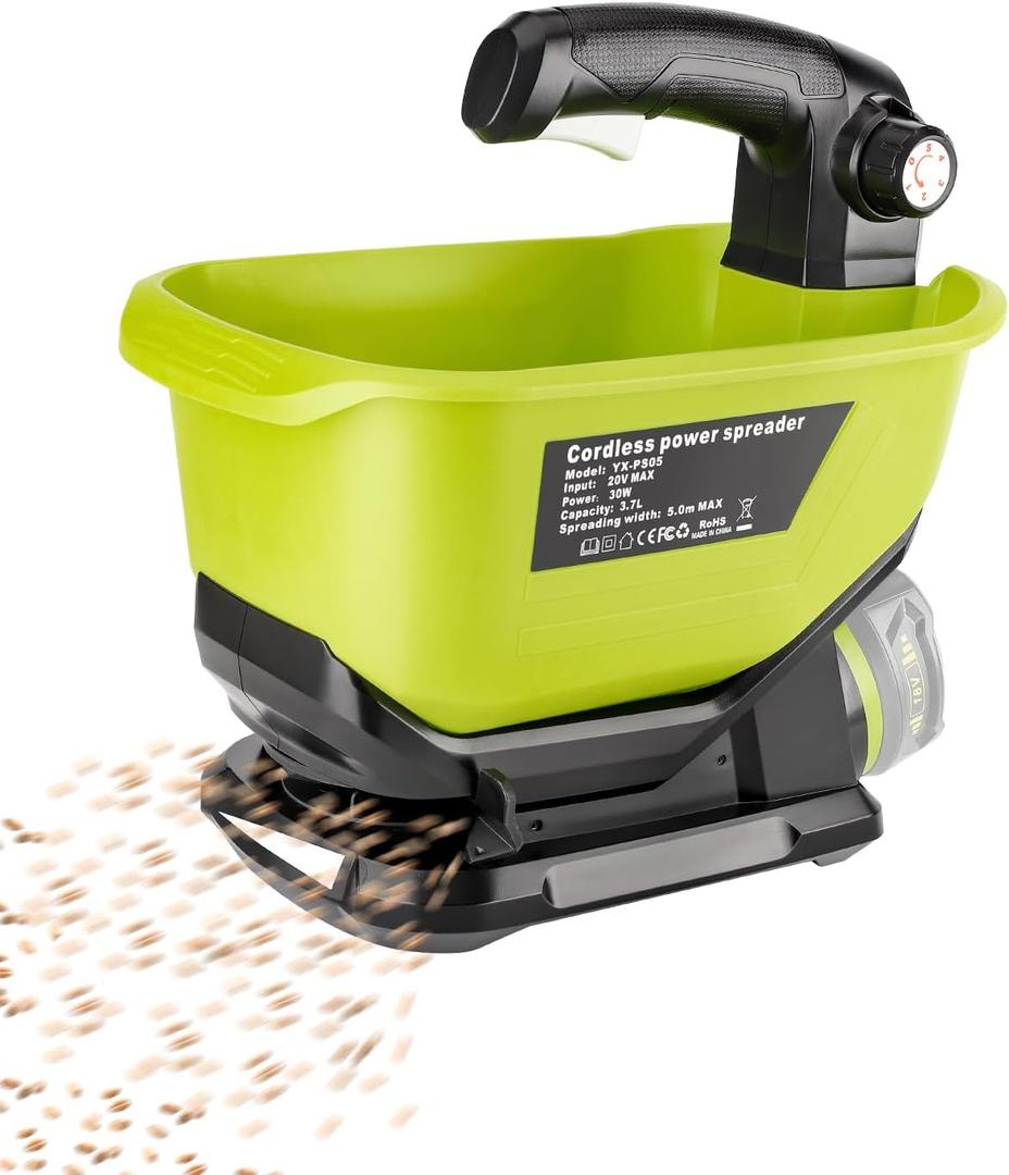 Seed Spreader for Ryobi 18v Battery,Handheld Fertilizer Spreader for Lawns, Grass Seeds,Fertilizer, Rock Salt and Ice Melt(Battery Not Included)