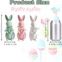 3 PCS Flocked Bunny Figurines, 5.5in Easter Bunny Decor with Ribbon Bow, Colorful Resin Rabbit Decor for Home, Spring Table Centerpieces, Easter Table Decor(Flocked 3pcs)