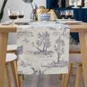Rustic Table Runner Classic French Village Printed Linen Fabric Decorative 72 Inches Long Tablecloth Farmhouse Tea Table Runner Scarves Table Top Decor for Kitchen Dining Room Coffee Table (13x72 in)