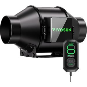 VIVOSUN G4 4" Inline Duct Fan with E12 Controller & 3 Modes, AeroZesh Grow Tent Ventilation, 195 CFM EC Motor, Programmable Exhaust Fan for Hydroponics, Heating/Cooling, and Workshop Usage
