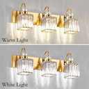 Ralbay Modern Gold Crystal Vanity Lights for Bathroom 3-Lights Crystal Vanity Lights Over Mirror Modern Crystal Gold Bathroom Wall Lighting Fixtures