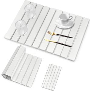 Large Stone Dish Drying Mats for Kitchen Counter, 24"16"Dish Drying Mat with 8"x 4" Coasters, Collapsible Quick-Dry Diatomite Drying Mat for Dishes, Bottles & Cups