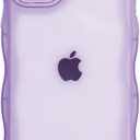 Case for iPhone 12 6.1 Inch,Cute Kawaii Clear Case for Women/Girls,Yellowing-Resistant,Transparent Soft Silicone Thin Slim Full Body Shockproof Protection Phone Cover -Purple