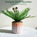 Artificial 21 Fronds Boston Ferns with Pot for Home and Outdoor Decor, Large Faux Fern Plants Decoration for Office & Living Room, Patio, Garden, Suitable for Christmas Decor (Pink & White Pot)