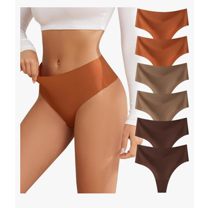 Thongs for Womens High Waisted Seamless for Women Underwear Sexy Breathable Panties 6 Pack