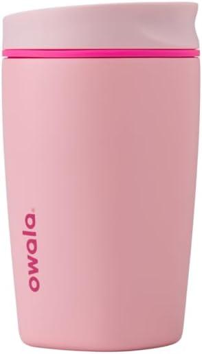 SmoothSip Slider Insulated Stainless Steel Coffee Tumbler, Reusable Iced Coffee Cup, Hot Coffee Travel Mug, BPA Free 12 oz, Pink (Pucker Up)