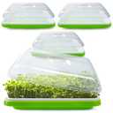 Seed Sprouter Tray with Drain Holes,Seed Germination Tray Kit BPA Free Nursery Tray,Soil-Free Big Capacity Healthy Wheatgrass Grower Sprouting Container (3 Pack with lid-Green)