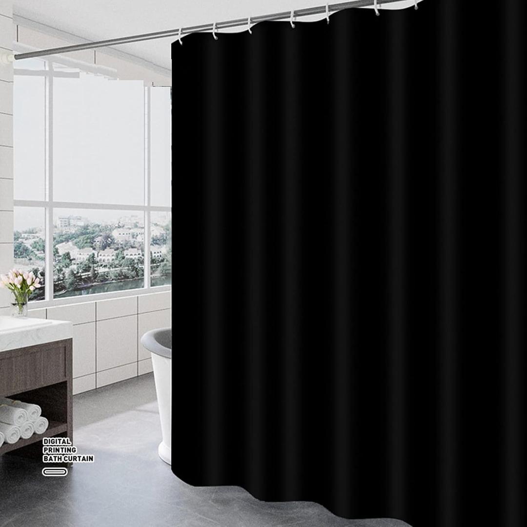 DEARARTBath Black Shower Curtain Liner Quick Dry, 78''W 72''H inch Cloth Shower Curtain with Grommet & Hooks, Water Resistant Waterproof Washable Easy Clean