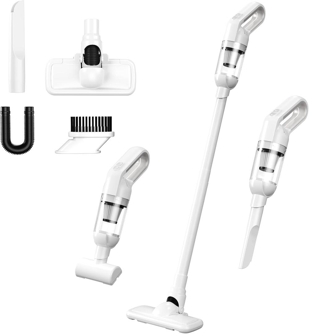 KEALAS 2-in-1 Cordless Handheld Vacuum Cleaner, 10000PA Powerful Suction Portable Lightweight Hand Held Vacuum with LED Light, Multiple Accessories, USB Rechargeable, for Car, Office & Home Cleaning