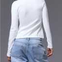 SOLY HUX Women's Button Down Sweater Crew Neck Long Sleeve Shirts Knitted Casual Pullovers (White, M)