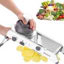 Adjustable Mandoline Slicer for Kitchen,Stainless Steel Vegetable Chopper - Food Chopper,Vegetable Slicer,Mandolin,Veggie Chopper with Waffle Maker| French Fry Cutter(WHITE)