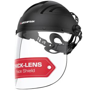 ARCCAPTAIN Face Shield for Grinding and Cutting, Full Face Impact Resistant Mask with Adjustable Ratcheting Headgear, Polycarbonate Visor, ANSI Z87.1 Certified for Industrial Work, 1 Count