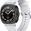 Leather Bands Compatible for Samsung Galaxy Watch Ultra 47mm (2025/2024) Watch Bands, Replacement Wristbands Bands for Galaxy Watch Ultra 47mm Smartwatch (white)