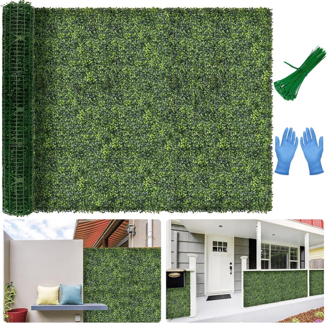 Artificial 60x120 in (50 Sqft) Boxwood Grass Wall Backdrop Roll | UV-Anti Faux Green Leaf Privacy Fence, Garden/Backyard/Patio/Balcony/Party Greenery Hedge Backdrop, Indoor Outdoor Decor