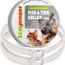 EcoVenger Flea & Tick Collar Repellent 2-Pack White, Fits Both Dogs & Cats, Built-in Pant-Based Formula Strong Repellency Slow Release, Lasting Deterrence and Protection, Pleasant Aroma, Waterproof