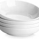 MALACASA 8.85" Large Pasta Bowls, 42 OZ White Salad Bowls Soup Bowls, Porcelain Serving Bowls Set of 4, Large Kitchen Bowl Plates Pasta Plates, Microwave & Dishwasher Safe, Series REGULAR