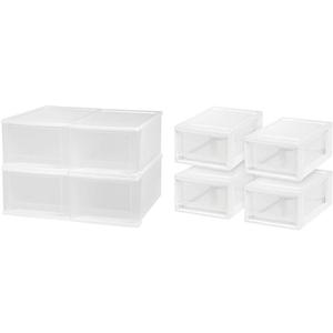 IRIS USA, Inc. IRIS 17 Quart Stacking Drawer, 4 Pack, White MSD-1 Compact Stacking Drawer, White, 6 Quart, 4-Pack