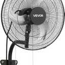 VEVOR Wall Mount Fan, 18 in Wall Mounted Hanging Fan Oscillating, 3-Speed, Long Airflow Distance, Adjustable Rotation Angle, Mechanical Powerful for Industry, Commercial, Garage, Workshop, Gym, Black