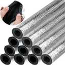 10 Pcs Pipe Insulation Foam Tube Self Adhesive Insulation Foam Wrap Aluminum Foil Pipe Covers for Spigot, Winter Outside Pipes, Sprinkler, Water Heater Pipes Freeze Protection (1.3 Ft x 0.8 Inch)