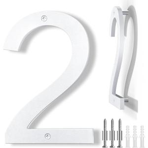 8 Inch Large Floating House Numbers, White Modern House Number for Outside, Home Address Numbers for Outdoor Garage Gate Wall Street (2)