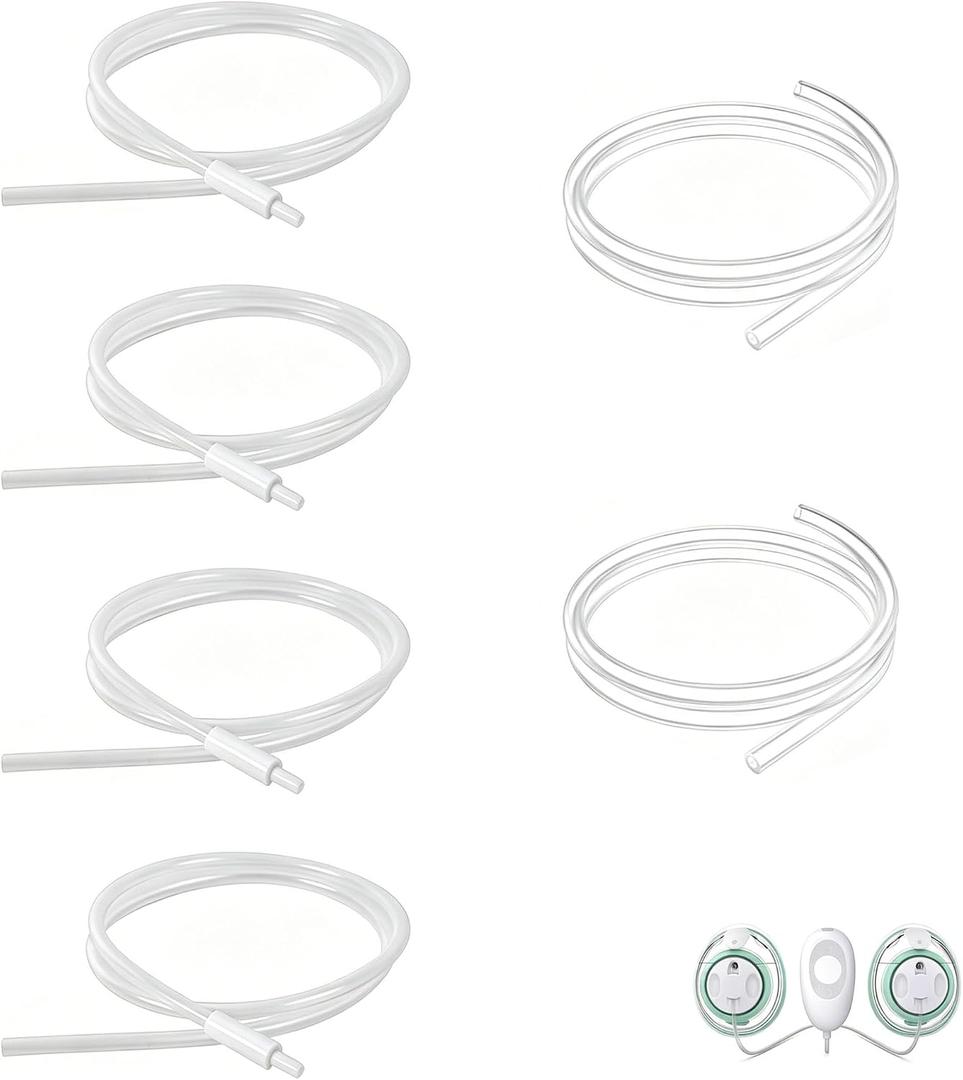 Replacement Tubing Compatible with Elvie Stride, Breast Pump Tubing with Tube Connectors Replacement Parts for Elvie Stride, BPA-Free, Easy to Clean (4Pack Connectors and 6Pack Tubing)