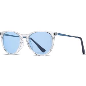 HJSTES Polarized Kids Sunglasses for Girls Boys, 100% UV Protection for Children Sun Glasses, 50MM (Clear Frame/Blue Lens)