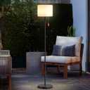 uuffoo Solar Floor Lamp Outdoor with Light Sensor Remote Dimming Rechargeable Warm White/7 Colors IP54 Outdoor Floor Lamp Ideal for Patio Balcony Garden Night Light (Round Shape)