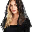DOCILA Lace Veil Scarf Women Print Church Veils Mass Mantilla Religious Christian Prayer Shawl Bridal Wedding Head Covering