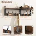 Evermagin 29" Coat Rack Wall Mount with Shelf, 4 in 1 Coat and Key Hanger with 11 Metal Hooks, Entryway Wall Mounted Shelf with Mail Holder for Living Room, Bedroom, Rustic Brown