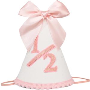 HGFC Birthday Decorations - Pink Bow 1st Birthday Hat For Girls,First Birthday Crown,1/2 birthday decorations,Photo Prop