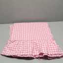 Pink White Plaid Ruffled Table Cloth Rectangular, 100% Washed Cotton Buffet Cottage Coquette Checker Gingham Vintage Decorative Tablecloth - 120"x60"