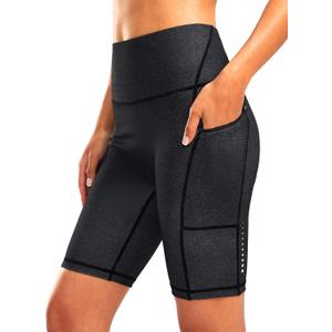 Women's High Waisted Biker Shorts 8" Running Workout Tummy Control Bike Spandex Shorts for Women Zipper Pockets (Large, Charcoal)