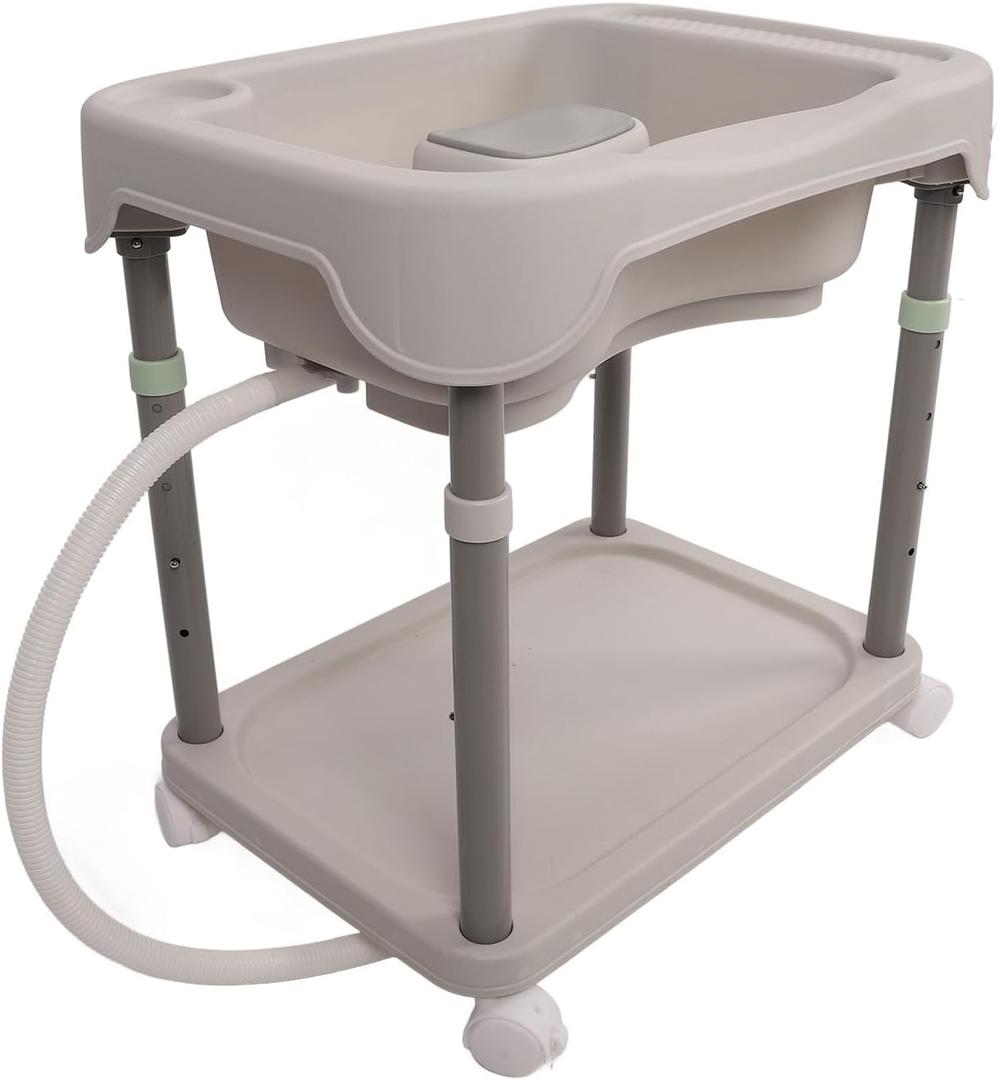 Hair Washing Basin for Bedridden, Adjustable Height Portable Hair Washing Basin Comfortable Hair Washing Shampoo Bowl for Home Use Pregnant Women (Smoke Gray)