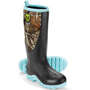 TIDEWE Rubber Boots for Women Multi-Season, Waterproof Rain Boots with Steel Shank, 6mm Neoprene Durable Rubber Neoprene Outdoor Hunting Boots Realtree Edge Camo , 6