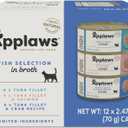 Applaws Natural Wet Canned Cat Food, Limited and Natural Ingredients, High Protein with No Artificial Additives, Fish Selection Variety Pack in Broth (12 x 2.47oz Cans), BB Date 06/18/2028