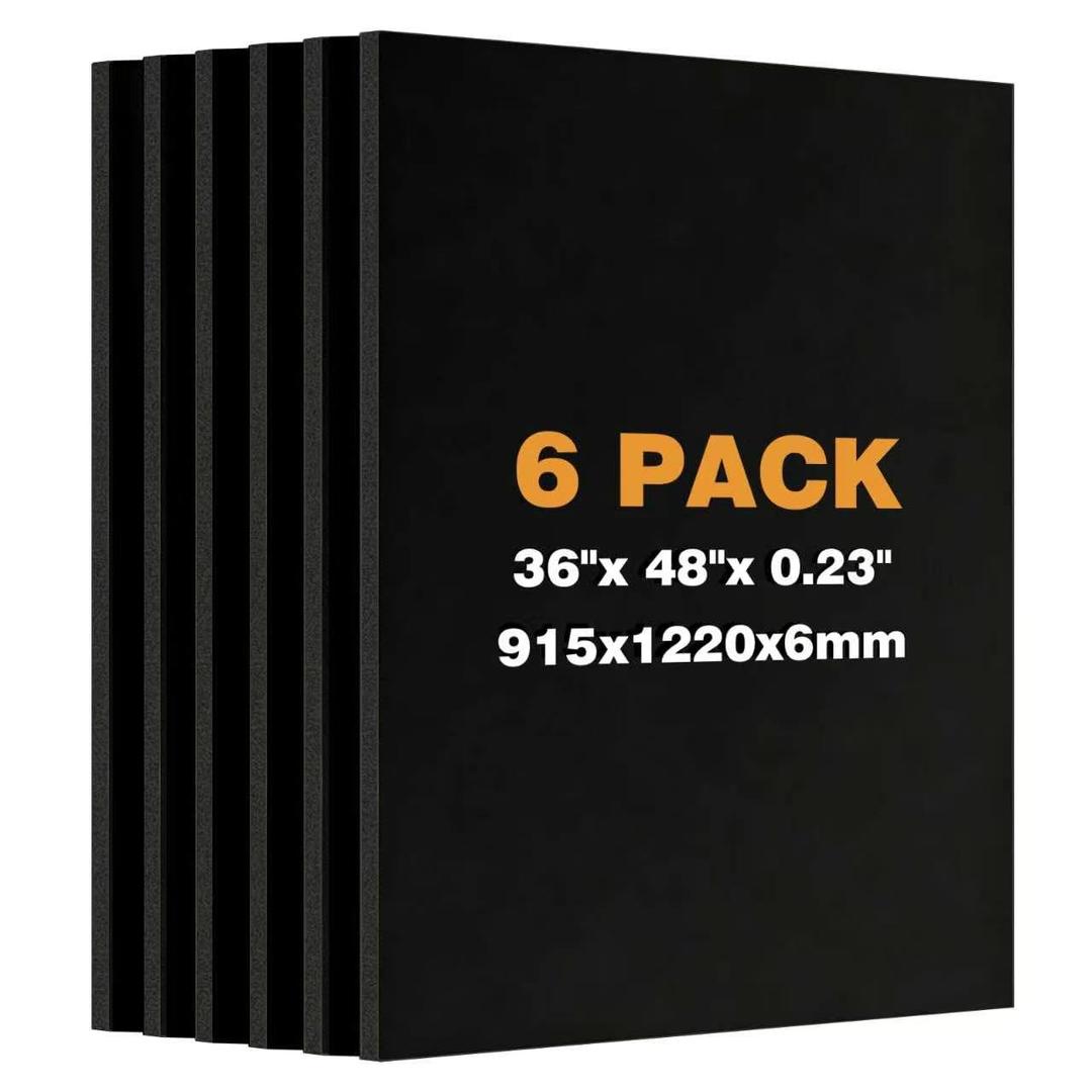XyaMov 6 Pack 36" x 48" Foam Board,0.23 Inch Thick Black Foam Poster Board, Large Acid-Free Foam Core Board, Polystyrene Rigid Foamboard for Backdrop, Display, Mounting, Sign Making