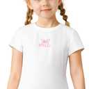 Stelle Girls Athletic Shirts Short Sleeve Quick Dry Sports Tees UPF 200, Crew Neck Active Tops for Kids 5-15 Years (White, XS)